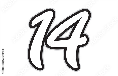 14 black and white number logo icon design