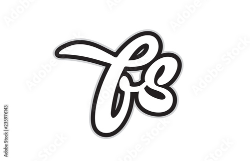 fs f s black and white alphabet letter logo combination icon design