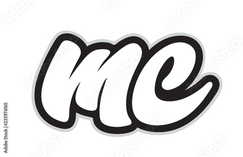 mc m c black and white alphabet letter logo combination icon design