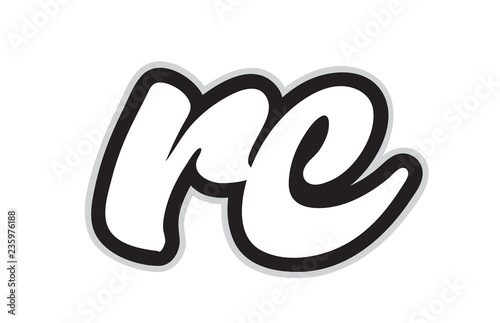 rc r c black and white alphabet letter logo combination icon design