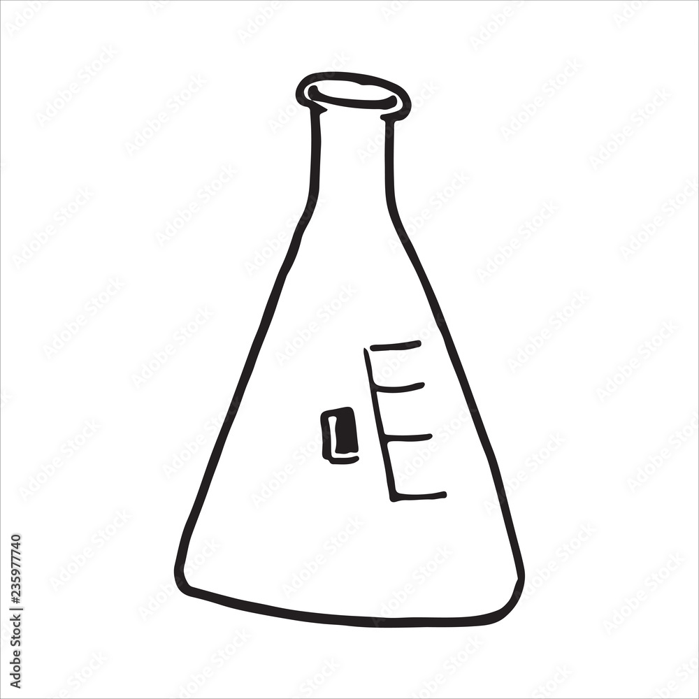 Hand drawn retort chemical retort doodle icon. Vector illustration Hand drawn retort chemical retort doodle icon. Vector illustration