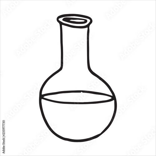 Hand drawn retort chemical reaction doodle icon. Vector illustration