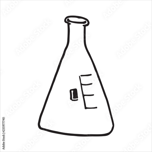 Hand drawn retort chemical retort doodle icon. Vector illustration
