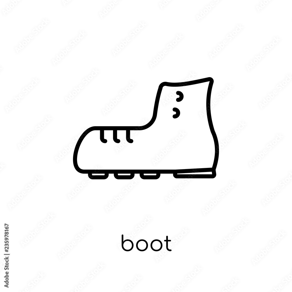 boot icon. Trendy modern flat linear vector boot icon on white background from thin line Camping collection, outline vector illustration boot icon. Trendy modern flat linear vector boot icon on white background from thin line Camping collection, outline vector illustration