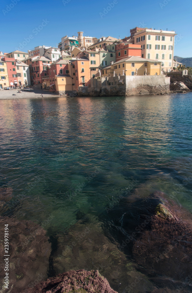 Boccadasse buildings with water in foreground