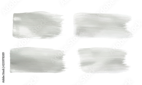 Vector gray paint smear stroke stain set. Abstract acrylic textured art illustration. Acrylic Texture Paint Stain Illustration. Hand drawn brush strokes vector elements. Acrilyc strokes. photo