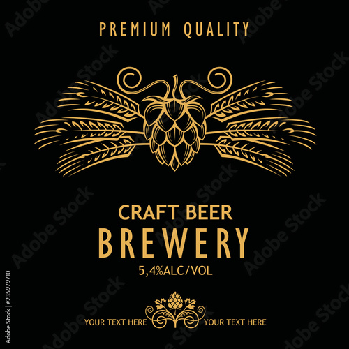 illustration of label for craft beer in retro style