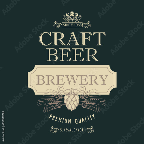 illustration of label for craft beer in retro style