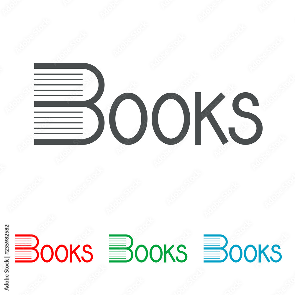 Logotipo Con Texto Books Con Letra B Con Libros En Varios Colores Stock ...