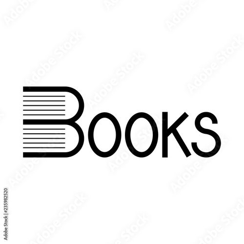 Logotipo con texto Books con letra B con libros en color negro
