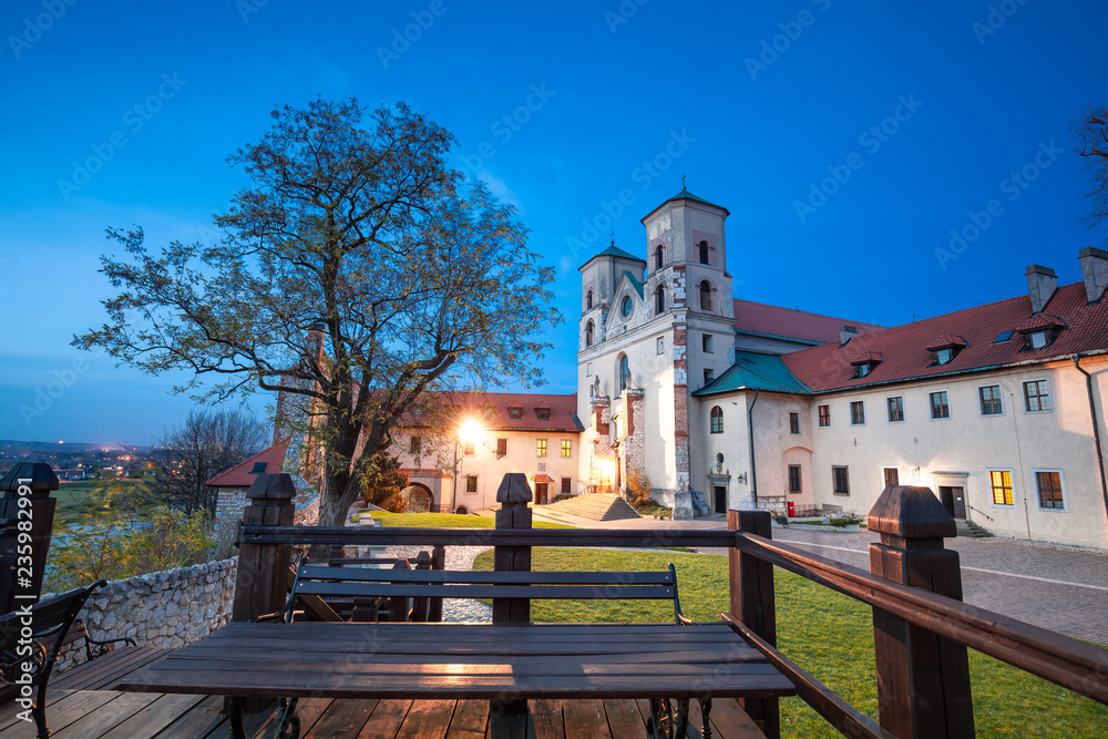 Courtyard of Benedictine abbey in Tyniec. It's worth seeing historical fortress founded in 1044 by King Casimir the Restorer located close to Krakow city