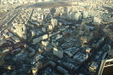 Top view on Moscow from city skyscraper  in sunny november day