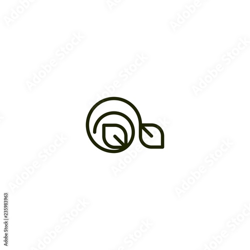 Leaf Circle Minimalist Outline Icon Logo Design Template Element Vector