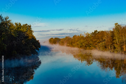Fototapeta Naklejka Na Ścianę i Meble -  Misty Erie Canal in the Fall