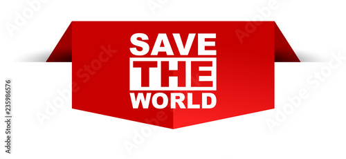 red vector banner save the world