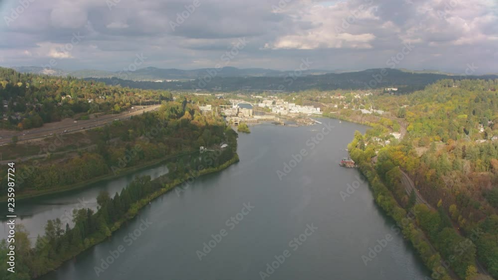 Aerial view of Willamette river Portland Oregon Aerial view of Willamette river Portland Oregon