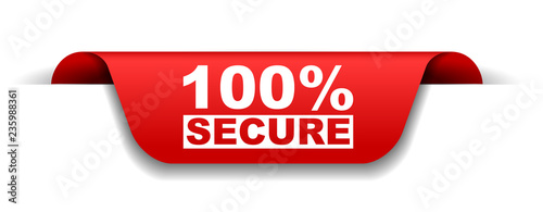 red vector banner 100% secure