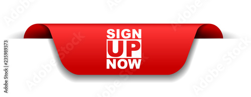 red vector banner sign up now