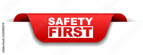 red vector banner safety first