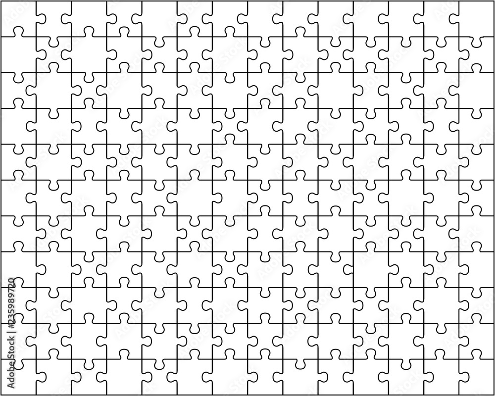 Separate pieces of white jigsaw puzzle Separate pieces of white jigsaw puzzle