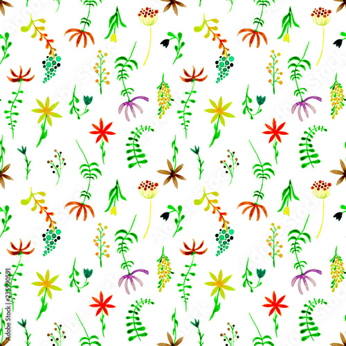 Cute watercolor floral seamless pattern. Green boh © Begin Again