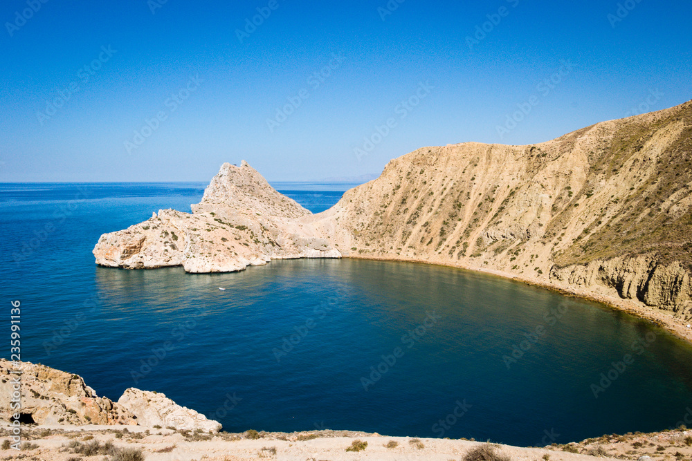Beautiful background of a Moroccan beach with waves and sea