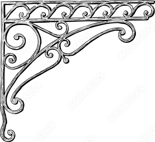 Hand drawing of an architectural detail in shape of an ornamental corner