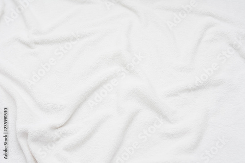 white crumpled blanket, top view