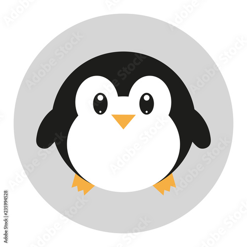 Fototapeta Naklejka Na Ścianę i Meble -  Vector flat icon  with penguin in kawaii style 