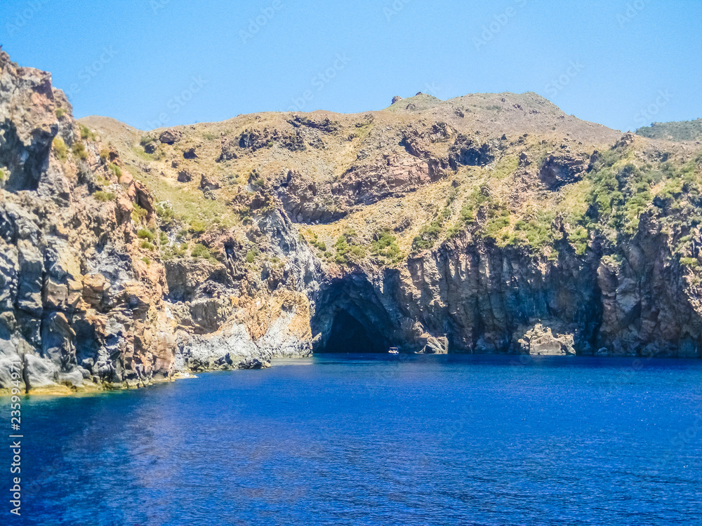 Fototapeta premium Sea stack in the sea near Lipari island, Sicily