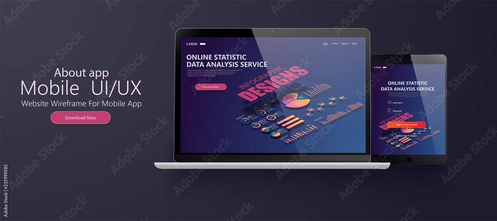 Website Template Landing page Isometric concept analytical data ...