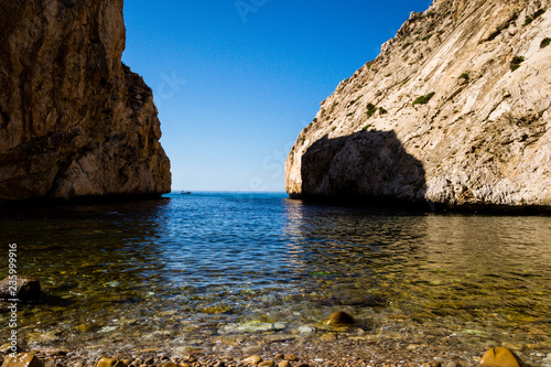 Beautiful background of a Moroccan beach with waves and sea in summer in Al hoceima