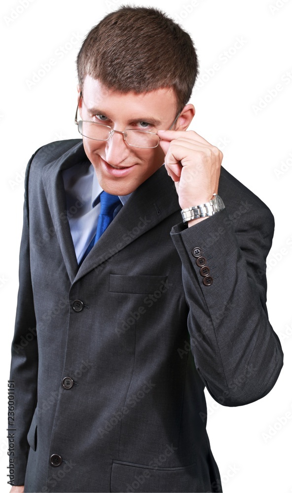 Confident Businessman Holding Glasses - Isolated Confident Businessman Holding Glasses - Isolated