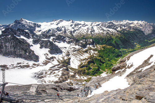 View of Swiss Alps from Titlis ski resort, Switzerland, Europe