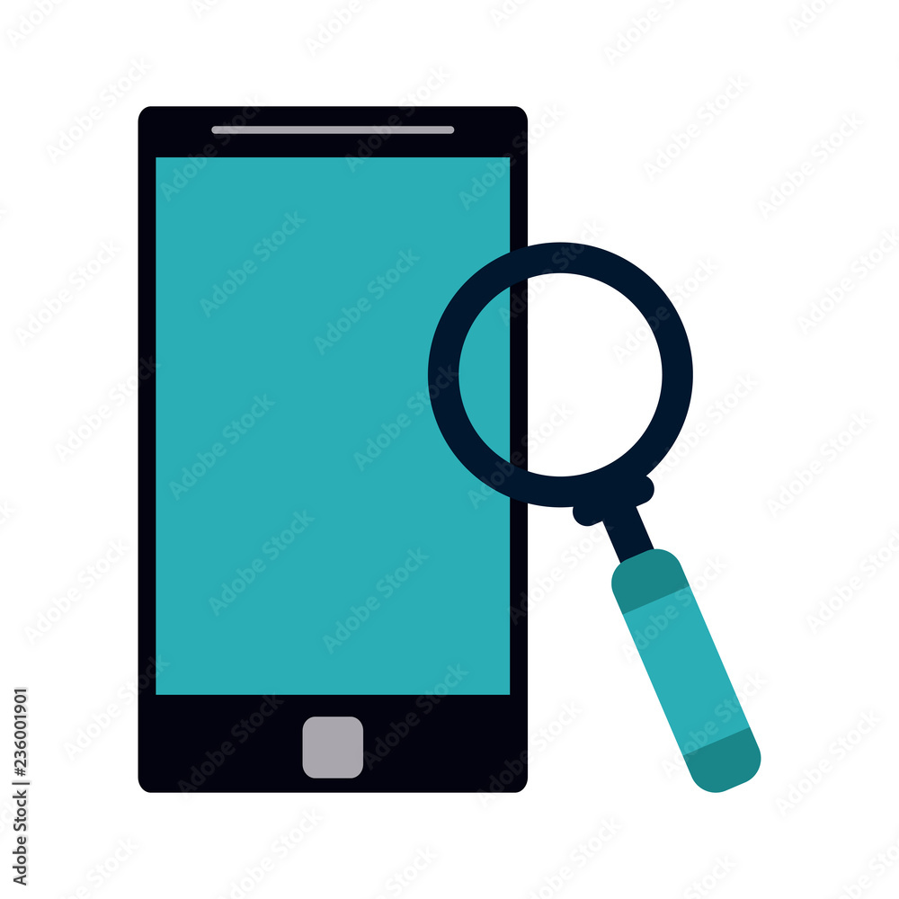 Magnifying glass on smartphone Magnifying glass on smartphone