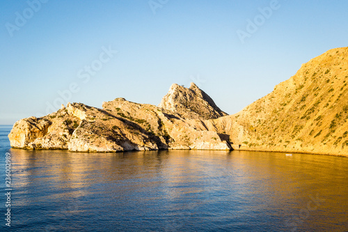 Beautiful background of a Moroccan beach with waves and sea in summer in Al hoceima