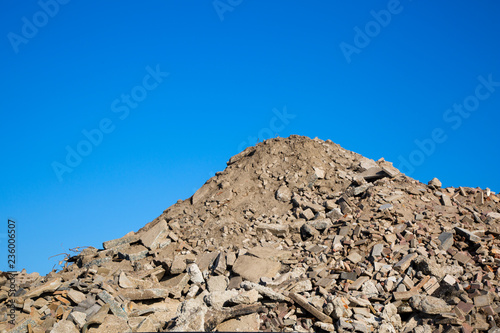 Pile of concrete rocks after demolition.