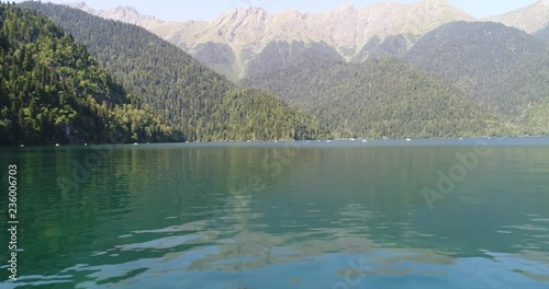Abkhazia nature. Gumista river Aerial view resort town Gagra, Abkhazia, Georgia photo
