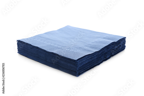 Stack of paper napkins on white background