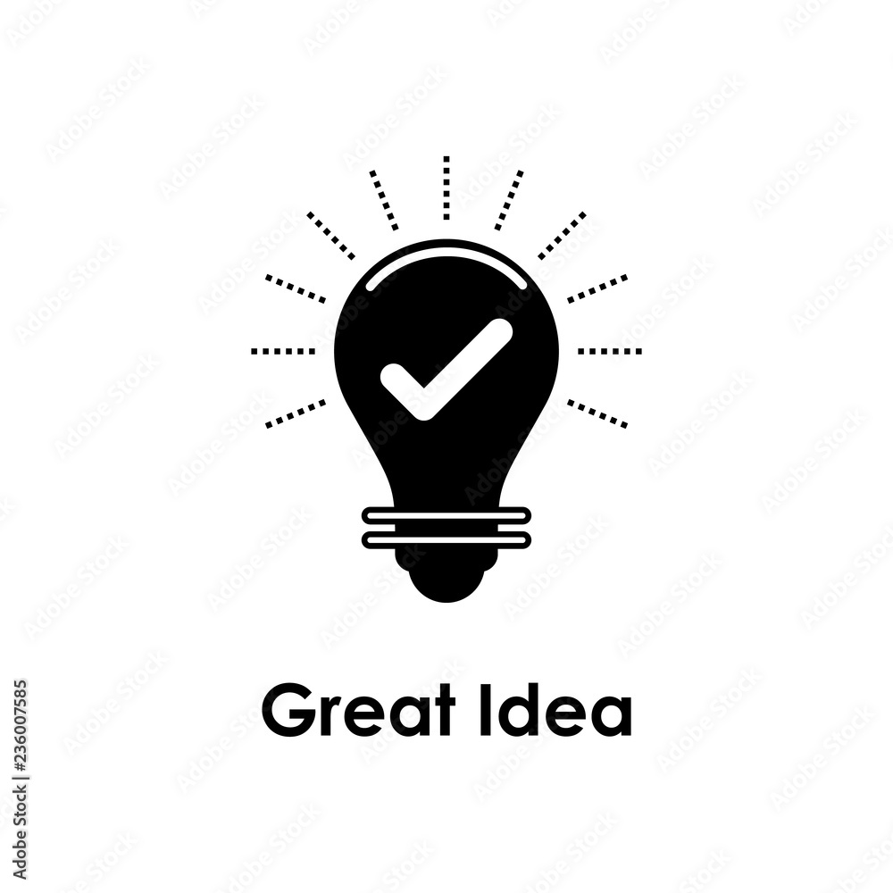 bulb, check, great idea icon. Element of business icon for mobile concept and web apps. Detailed bulb, check, great idea icon can be used for web and mobile