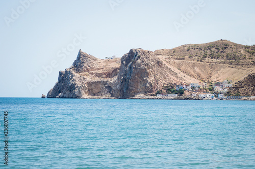 Beautiful background of a Moroccan beach with waves and sea in summer in Al hoceima