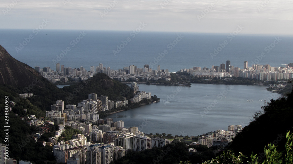 Aerial view of Rio de Janeiro, sea and mountains