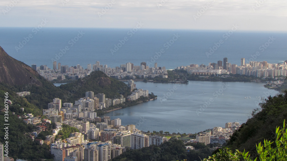 Aerial view of Rio de Janeiro, sea and mountains