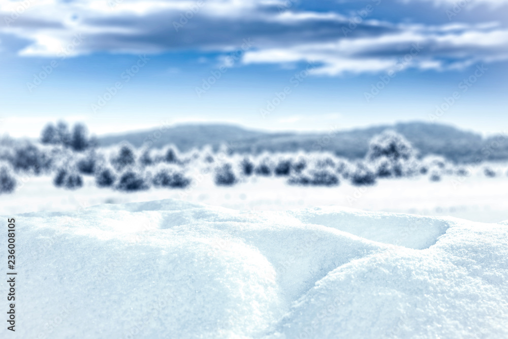 Composition of snow with free space for an advertising product Composition of snow with free space for an advertising product