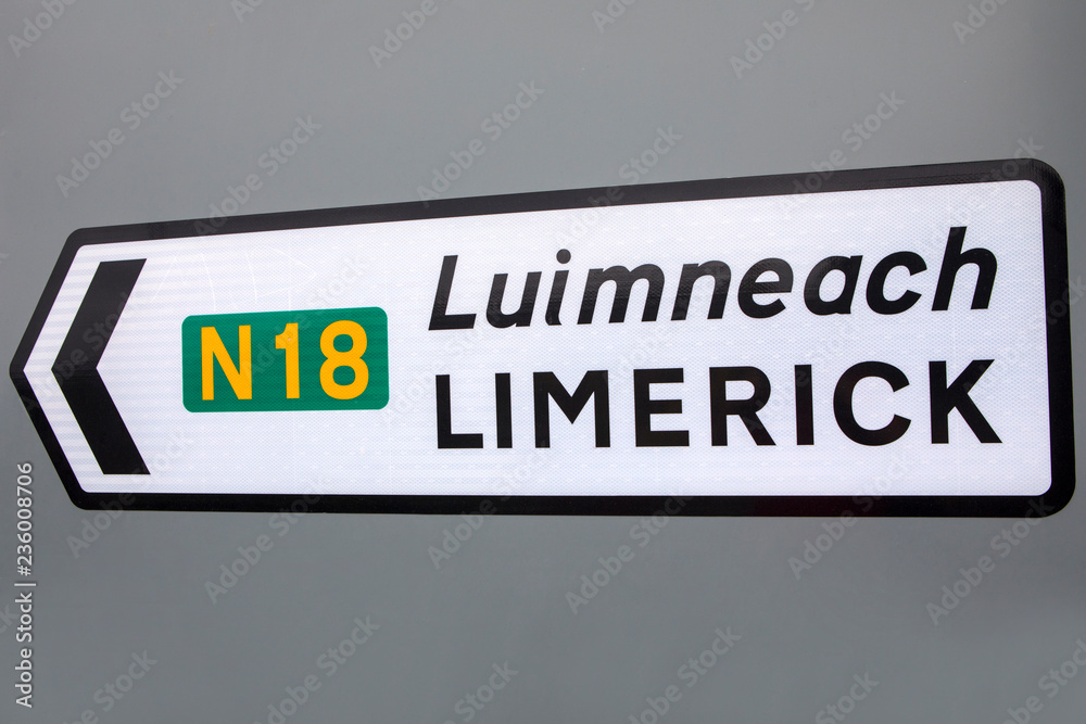 Road Sign for Limerick in Ireland Road Sign for Limerick in Ireland