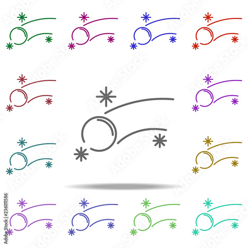 throws snowballs concept line icon. Elements of winter in multi color style icons. Simple icon for websites, web design, mobile app, info graphics