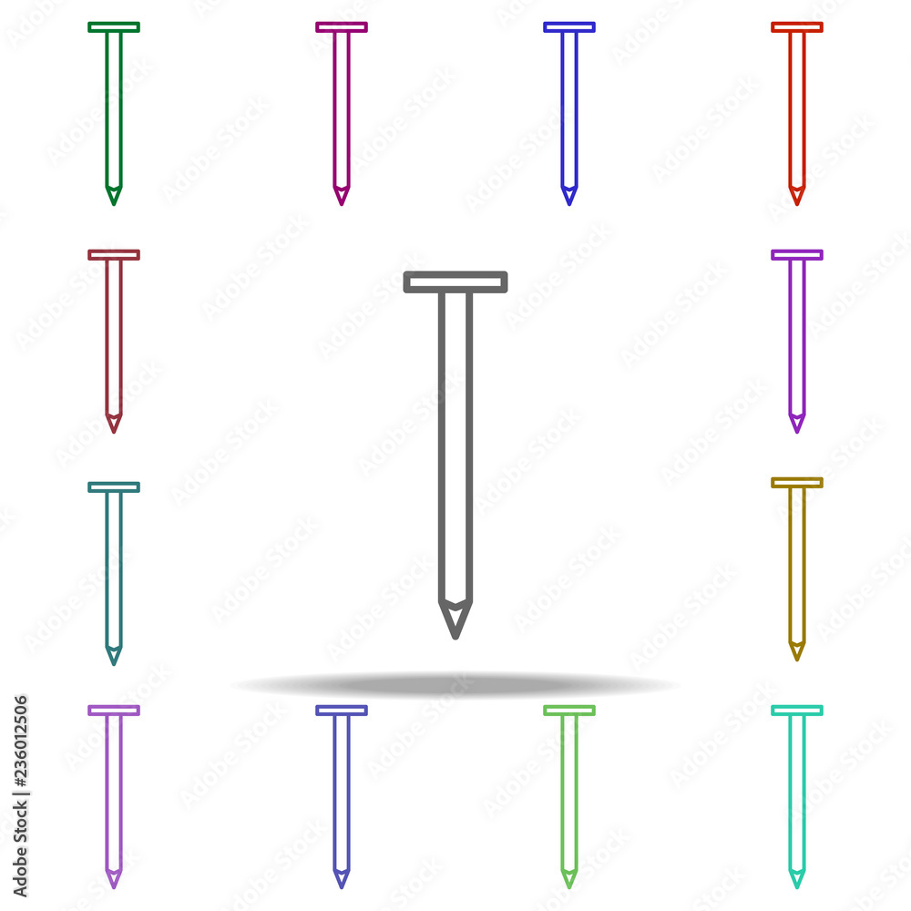 nail clip concept line icon. Elements of construction tools in multi color style icons. Simple icon for websites, web design, mobile app, info graphics nail clip concept line icon. Elements of construction tools in multi color style icons. Simple icon for websites, web design, mobile app, info graphics