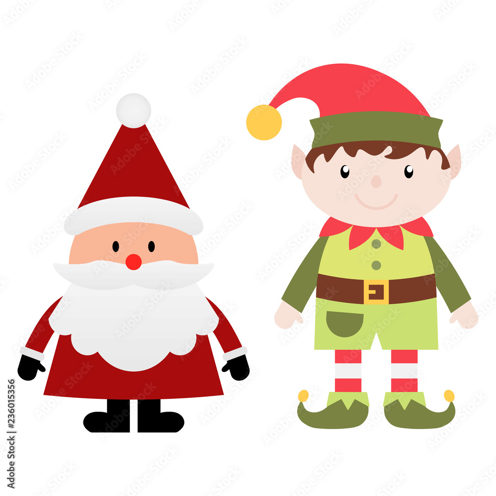 Christmas elf with Santa on a white background Christmas elf with Santa on a white background