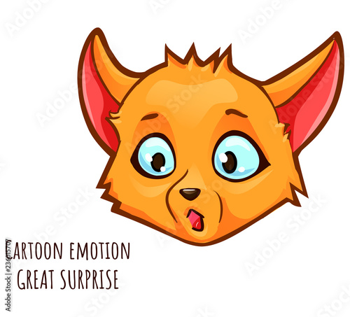 Cartoon emotion of fox - great surprise