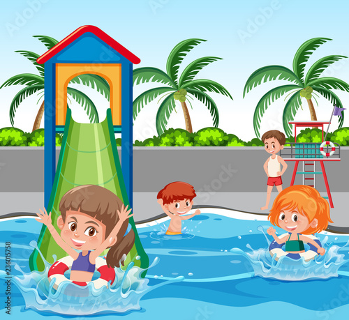 Children at water park